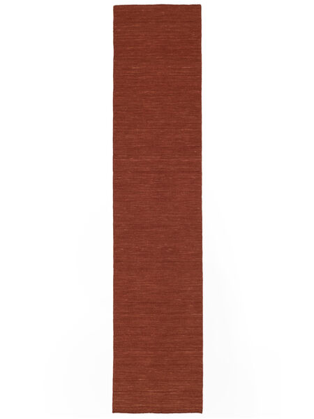  Kilim Loom - Rouille Tapis 80X500 Moderne Tissé À La Main Tapis De Couloir Rouge Foncé (Laine, Inde)