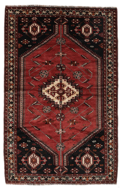165X253 Tapis Shiraz Tapis D'orient Fait Main Noir/Rouge Foncé (Laine, Perse/Iran)