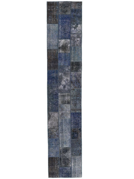 84X414 Tapis Patchwork - Persien/Iran Moderne Fait Main Tapis De Couloir Noir (Laine, Perse/Iran)
