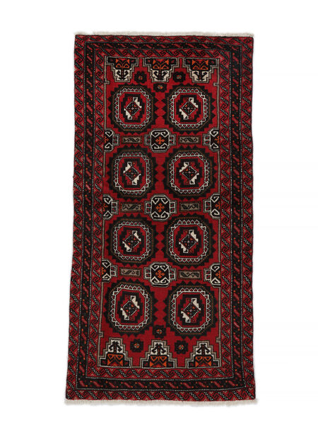 Tapis Baloutche 100X201 Noir/Rouge Foncé (Laine, Perse/Iran)