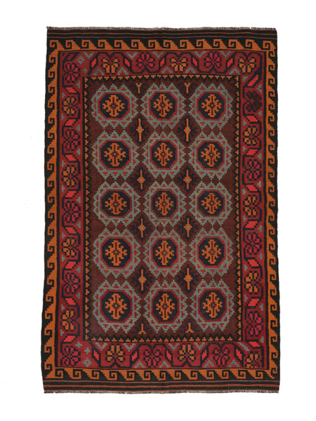  Afghan Vintage Kilim Tapis 185X296 Vintage Tapis De Laine Noir/Rouge Foncé Tapis 
