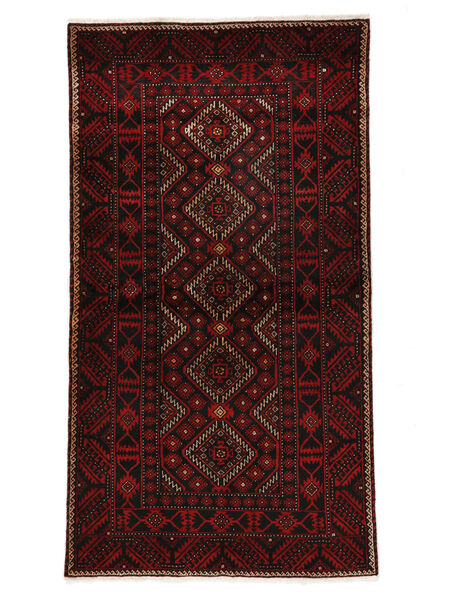 Tapis Fait Main Baloutche Tapis 112X206 Noir/Rouge Foncé (Laine, Perse/Iran)