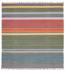  Rainbow Stripe - Multicolore Tapis 200X200 Moderne Tissé À La Main Carré Multicolore (Coton, )