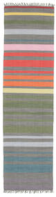  Rainbow Stripe - Gris Tapis 80X300 Moderne Tissé À La Main Tapis Couloir Gris Foncé/Gris Clair (Coton, Inde)
