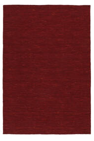  120X180 Uni Petit Kilim Loom Tapis - Rouge Foncé Laine, 