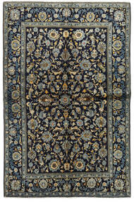  Kashan Tapis 134X205 D'orient Fait Main Bleu Foncé/Gris Foncé (Laine, Perse/Iran)