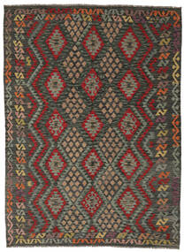 208X286 Tapis D'orient Kilim Afghan Old Style Tapis Noir/Marron (Laine, Afghanistan)