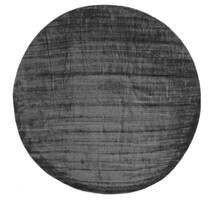  Bambou Soie Loom - Charcoal Tapis Ø 300 Moderne Rond Noir/Blanc/Crème Grand ( Inde)