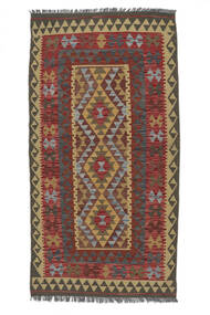 Tapis Kilim Afghan Old Style Tapis 107X206 Rouge Foncé/Noir (Laine, Afghanistan)