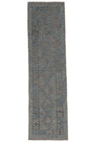 Tapis D'orient Kilim Afghan Old Style 80X294 De Couloir Gris Foncé/Noir (Laine, Afghanistan)