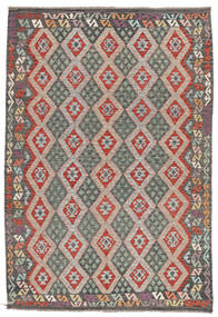 205X300 Tapis D'orient Kilim Afghan Old Style Marron/Rouge Foncé (Laine, Afghanistan)