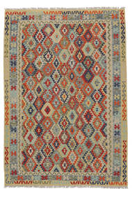 Tapis D'orient Kilim Afghan Old Style Tapis 206X294 Marron/Jaune Foncé (Laine, Afghanistan)