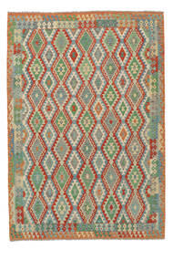 209X301 Tapis D'orient Kilim Afghan Old Style Tapis Vert/Rouge Foncé (Laine, Afghanistan)
