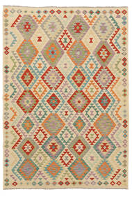  Kilim Afghan Old Style Tapis 206X291 D'orient Tissé À La Main Marron Clair/Beige Foncé (Laine, Afghanistan)