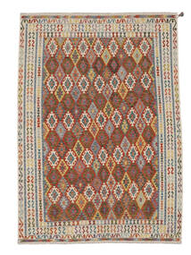  Kilim Afghan Old Style Tapis 262X369 D'orient Tissé À La Main Marron Foncé/Blanc/Crème Grand (Laine, Afghanistan)