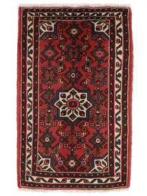 63X100 Tapis Hosseinabad D'orient Noir/Rouge Foncé (Laine, Perse/Iran)