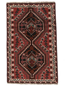 Tapis Persan Shiraz Tapis 74X118 Noir/Rouge Foncé (Laine, Perse/Iran)