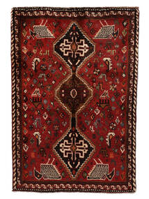 Tapis Shiraz 85X124 Noir/Rouge Foncé (Laine, Perse/Iran)