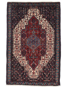 Tapis Persan Senneh Tapis 68X106 Noir/Rouge Foncé (Laine, Perse/Iran)