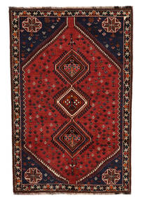 Tapis Fait Main Shiraz Tapis 159X238 Noir/Rouge Foncé (Laine, Perse/Iran)