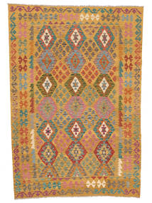 Tapis D'orient Kilim Afghan Old Style 197X285 Marron/Vert Foncé (Laine, Afghanistan)