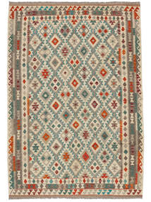  Kilim Afghan Old Style Tapis 204X294 De Laine Marron/Jaune Foncé 